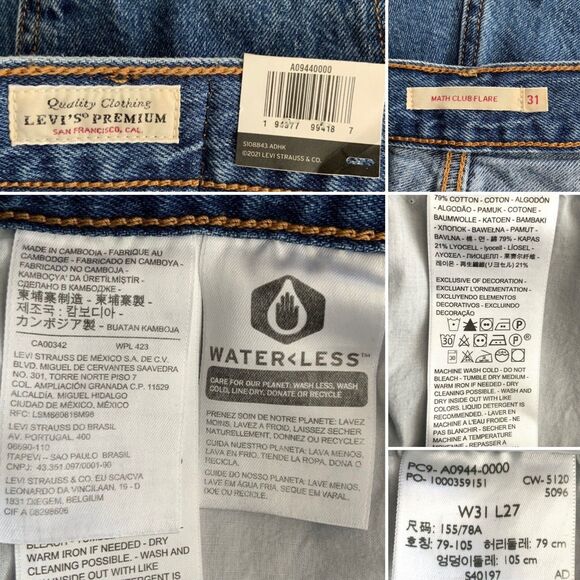 Levi’s Premium Math Club Flare Jeans High Rise Blue 31 - Picture 4 of 11